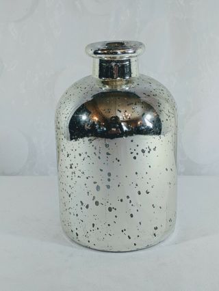 Vintage Style Silver Mercury Glass Bottle Vase Flowers Wedding Holiday Decor