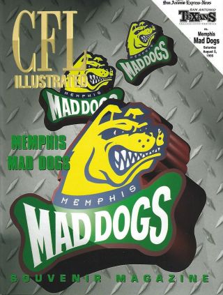 1995 San Antonio Texans Vs.  Memphis Mad Dogs Cfl Football Program Fwil