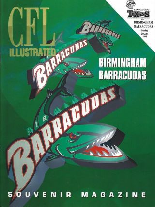 1995 San Antonio Texans Vs.  Birmingham Barracudas Cfl Football Program Fwil