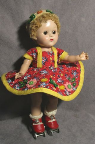 Vintage Vogue Clothes For Ginny Doll - 1952 Red & Yellow Roller Skater Outfit