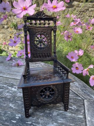 Antique Miniature Of 17th Century Carved Oak Wainscot Chair - Breton - J Gourret