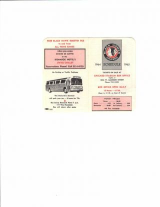 1964 - 65 Chicago Blackhawks Pocket Schedule;