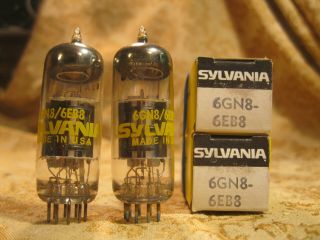 Vintage Pair Sylvania 6gn8 6eb8 Audio Output Tubes Made In Usa Nib Nos