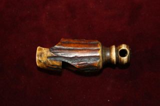 Exceptional Antique Turned & Carved Stag Antler Whistle