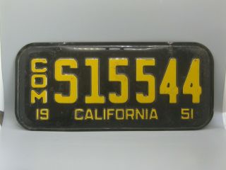 Vtg 1951 - 1955 California Commercial Truck License Plate Yom Chevy Ford