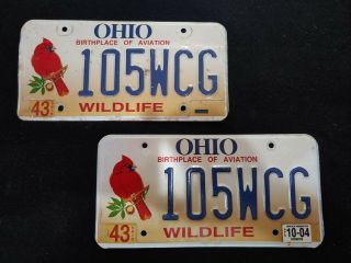 Ohio Wildlife License Plate Pair 105wcg