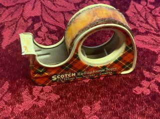 VINTAGE SCOTCH TAPE BRAND METAL DISPENSER WITH TAPE - OLD SCHOOL LOOK REAL COOL 3
