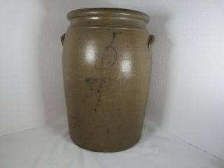 Antique - 5 Gallon Crock Salt Glazed Gray Stoneware - Pennsylvania/ohio