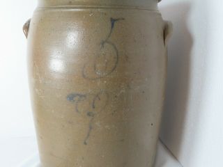 Antique - 5 gallon Crock Salt Glazed Gray Stoneware - Pennsylvania/Ohio 2