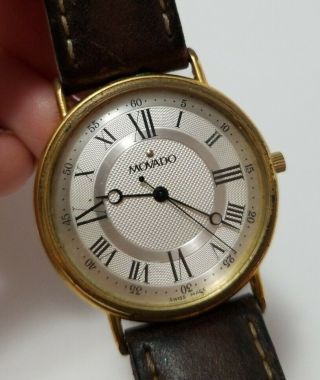 Vintage Movado Old Timer Calendar 87 - 06 - 885 Gold Tone Watch Swiss