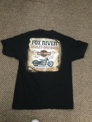 Men’s Harley Davidson Motorcycles Black St.  Charles Illinois T - Shirt Large