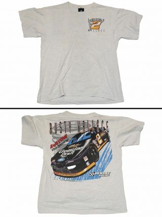 Rusty Wallace Vtg 90s Tornado Awesome When Opened Up Gray 2 Sided T Shirt Mens L