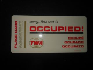 Vintage 1964 Twa Airlines Sorry This Seat Is Occupied Place Card 44 - 014