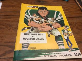 1965 York Jets Afl Football Program V.  Houston Oilers Joe Namath Rookie Year