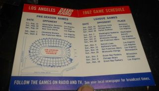 Los Angeles Rams 1962 Chevron Pocket Schedule 2