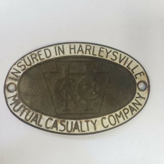 Vintage License Plate Topper Harleysville Mutual Casual Company Allentown Penn