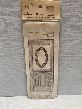 Dollhouse Miniature Vintage Nos Complete Etched Wreath Style Glass Door Kit