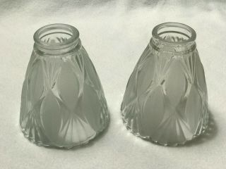 Vintage Set Of 2 Heavy Clear And Frosted Globes Lamps Fans Light Fixture