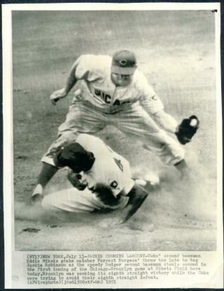 1951 Jackie Robinson Brooklyn Dodgers Baseball Wire Photo