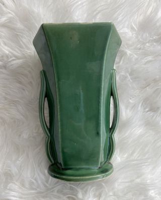 Vintage 1940s Mccoy Pottery Green Vase Art Deco 8” H
