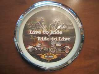 Harley Davidson Motorcycle Wall Clock Live To Ride Dyna Glide Softail Sportster