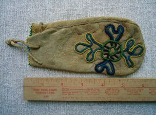 Antique Vintage Native American Indian Beaded Leather Pouch Medicine Bag