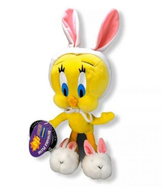 Vintage Applause Looney Tunes Tweety Bird Easter Bunny Plush Blockbuster Video