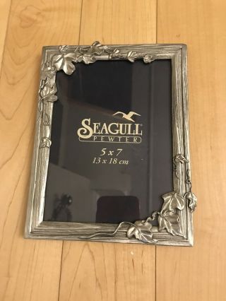 Vintage 1994 Seagull Pewter Picture Frame.  5x7 Art Deco.  Signed