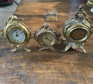 Antique Haven Desk Mantel Clock Art Nouveau Bronzed And Golden Metal