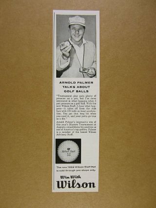 1958 Arnold Palmer Photo Wilson Staff Golf Balls Vintage Print Ad