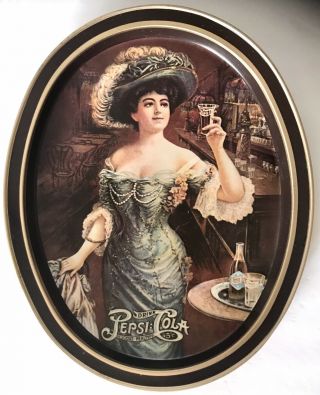 Vintage Pepsi Cola Metal Tray Victorian Saloon Gibson Woman Sign Decor 14 X 11.  5
