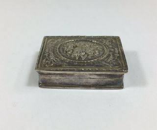 Vintage Sterling Silver Cornocopia Embossed Trinket Pill Box 4cm In Width