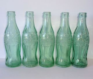 Vintage 1947 - 1950 Dug 5 Coca Cola Bottles Lewiston Maine Coke Me Owens Glass