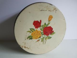 Red And Yellow Mid Century Tin Cake Box Vintage
