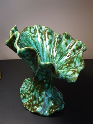 Vintage 1961 Ceramic Splattered Drip Vase Speckled Green Colors