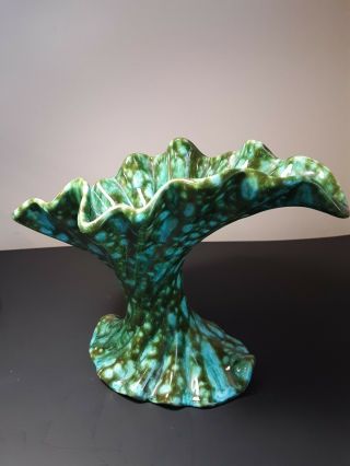 Vintage 1961 Ceramic Splattered Drip Vase Speckled Green colors 3