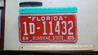 License Plate,  Florida,  1968 - 1969,  Sunshine State,  1d - 11432