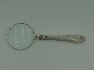 Antique Edwardian Sterling Silver Ornate Handle Magnifying Glass 1909