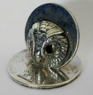 Antique Sampson Mordan & Co.  Solid Silver Owl Menu Holder,  1911,  Monkey Crest