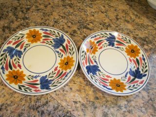 Set Of 2 Vintage Societe Ceramique Maestricht Holland Dessert Plates Floral