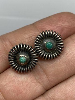 Vintage 925 Sterling Silver Turquoise Handmade Earrings