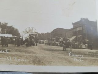Vintage 1920s Newell IA RPPC PHOTO Main street scene MWA Parade Dirt 3