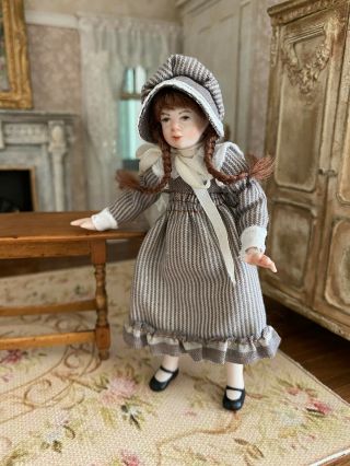 Vintage Miniature Artisan Dollhouse Young Girl Doll Primitive Country Porcelain 2