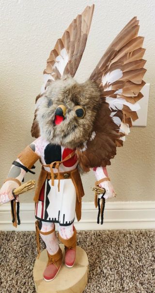 Vintage Hopi Kachina Doll,  The Owl By J.  Creek,  21” Overall Height