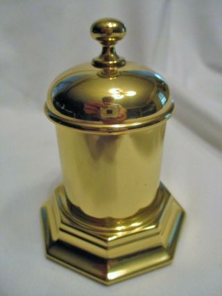 Vintage Baldwin Brass Paper Clip Holder With Lid Bright Shiny Finish Heavy