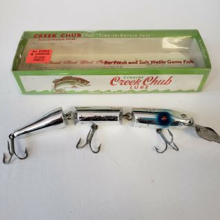 Vintage Creek Chub Triple Jointed Pikie In Chrome Antique Fishing Lure