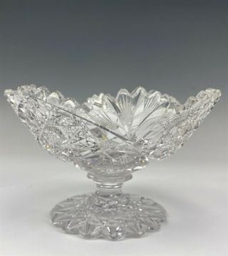 Antique Libbey American Brilliant Period Cut Glass Abpcg Hobstar Compote Nr Swr
