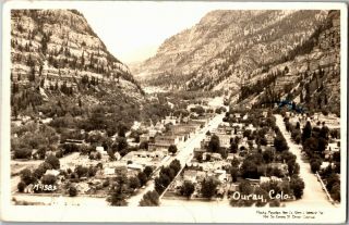 Rppc Aerial View Of Ouray Co Rocky Mountain View Co C1953 Vintage Postcard F06