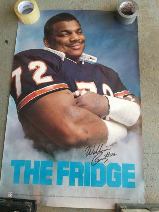 Chicago Bears William Perry The Fridge 1980s Poster Htf Item.  Gc 24x36