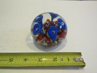 Vintage 1979 Art Glass Paperweight Jim Davis The Magic Of Glass Red White Blue